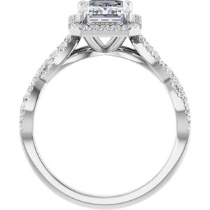 14K White Gold 8x6 mm Emerald 1/3 CTW Diamond Halo-Style Accented Engagement Ring. 124246:6053:P