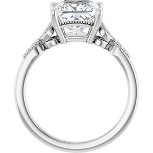 14K White Gold 7.5 mm Square Accented Engagement Ring. 124301:630:P