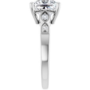 14K White Gold 7.5 mm Square Accented Engagement Ring. 124301:630:P