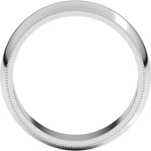 14K White Gold 6 mm Milgrain Half Round Band. MG10:1988:P
