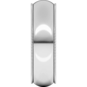 14K White Gold 6 mm Milgrain Half Round Band. MG10:1988:P