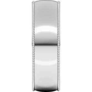 14K White Gold 6 mm Milgrain Comfort-Fit Half Round Band. MGR10:43235:P