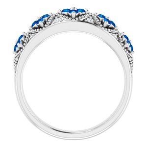 Sterling Silver Natural Blue Sapphire & .05 CTW Diamond Ring