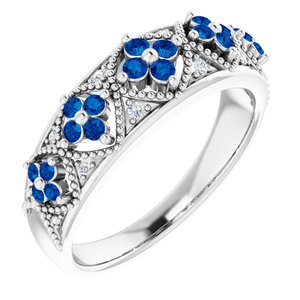 Sterling Silver Natural Blue Sapphire & .05 CTW Diamond Ring