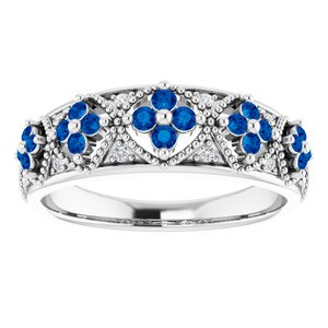 Sterling Silver Natural Blue Sapphire & .05 CTW Diamond Ring