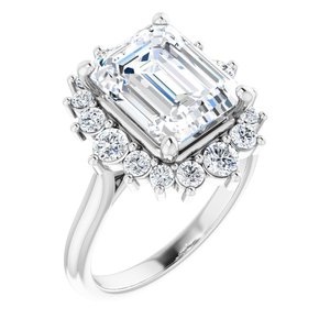 14K White Gold 10x8 mm Emerald Halo-Style Engagement Ring. 124470:750:P