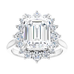 14K White Gold 10x8 mm Emerald Halo-Style Engagement Ring. 124470:750:P