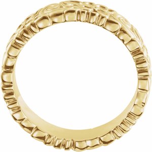 14K Yellow Gold 4.2 mm Floral Flat Band. 52098:205:P