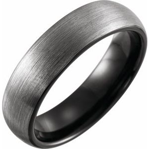 Black PVD Tungsten 6 mm Comfort-Fit Half Round Men's Band. TAR52183:606:P