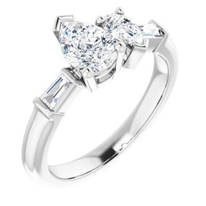 14K White Gold 7.5x5.25 mm Pear 3/8 CTW Diamond Two-Stone Accented Engagement Ring. 124388:113:P