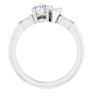14K White Gold 7.5x5.25 mm Pear 3/8 CTW Diamond Two-Stone Accented Engagement Ring. 124388:113:P