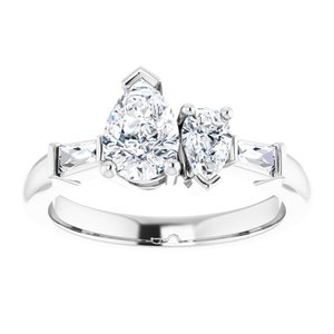 14K White Gold 7.5x5.25 mm Pear 3/8 CTW Diamond Two-Stone Accented Engagement Ring. 124388:113:P