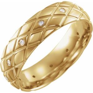 14K Yellow Gold 1/10 CTW Diamond Comfort-Fit 6 mm Half Round Band. 124370:6045:P
