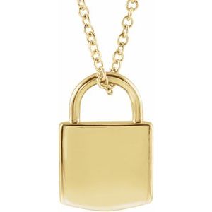 14K Yellow Gold Engravable Lock 16-18" Necklace
. 87184:110:P