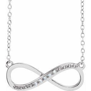 14K White Gold .025 CTW Diamond Infinity-Inspired 16-18" Necklace