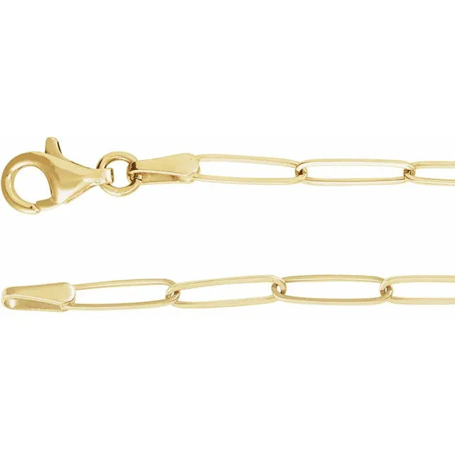 14K Engravable Paperclip Bar 7" Bracelet
