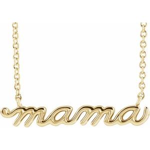 14K Yellow Gold Petite Mama Script 16" Necklace 87395:111:P