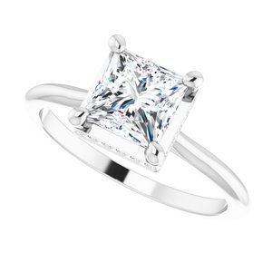 14K White Gold 6 mm Square .08 CTW Diamond Hidden Halo-Style Engagement Ring. 124626:100:P