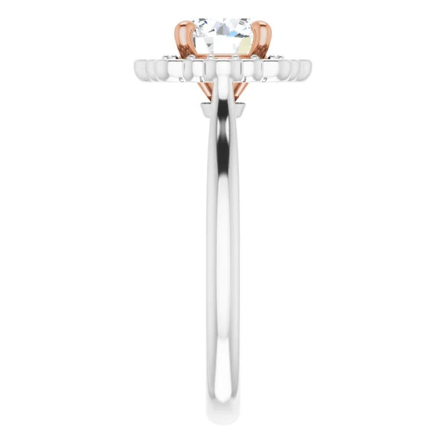 Ladies 14K Halo White Gold Lab Diamond Engagement Ring With 1ct Center Stone VS Clarity, F Color