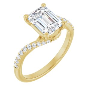 14K Yellow Gold 8x6 mm Emerald Accented Engagement Ring. 124587:721:P