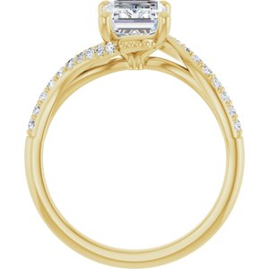 14K Yellow Gold 8x6 mm Emerald Accented Engagement Ring. 124587:721:P