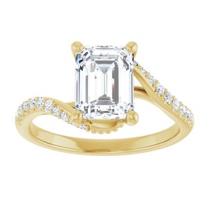 14K Yellow Gold 8x6 mm Emerald Accented Engagement Ring. 124587:721:P