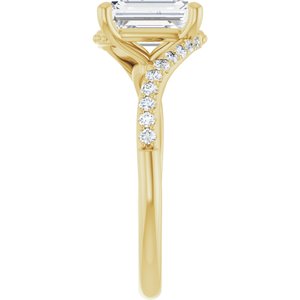 14K Yellow Gold 8x6 mm Emerald Accented Engagement Ring. 124587:721:P
