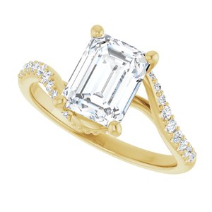 14K Yellow Gold 8x6 mm Emerald Accented Engagement Ring. 124587:721:P