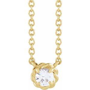14K Yellow Gold 1/10 CT Natural Diamond Claw-Prong Rope Necklace