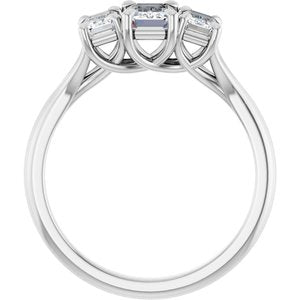 14K White Gold 6x4 mm Emerald Three-Stone Engagement Ring. 124651:450:P