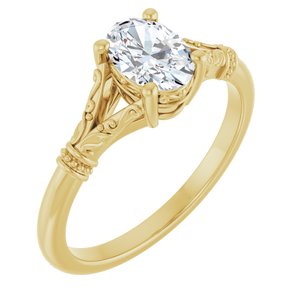 14K Yellow Gold 7x5 mm Oval Solitaire Engagement Ring. 124648:391:P