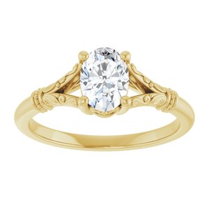 14K Yellow Gold 7x5 mm Oval Solitaire Engagement Ring. 124648:391:P