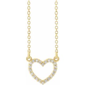 14K Yellow Gold .08 CTW Diamond Petite Heart 16" Necklace