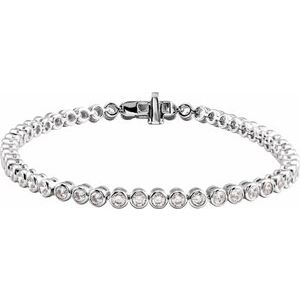 14K White Gold 3 1/2 CTW Lab-Grown Diamond Bezel-Set 7" Bracelet