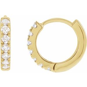 14K Yellow Gold 1/5 CTW Diamond 10 mm Hoop Earrings. 653726:LG600:P