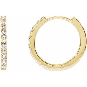 14K Yellow Gold 1/4 CTW Diamond 14 mm Hoop Earrings. 653726:LG606:P