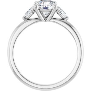 14K White Gold 6.5 mm Round Three-Stone Engagement Ring. 124694:210:P