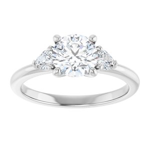 14K White Gold 6.5 mm Round Three-Stone Engagement Ring. 124694:210:P
