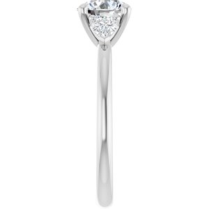 14K White Gold 6.5 mm Round Three-Stone Engagement Ring. 124694:210:P