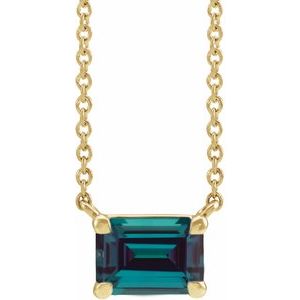 14K Yellow Gold Lab-Grown Alexandrite Necklace