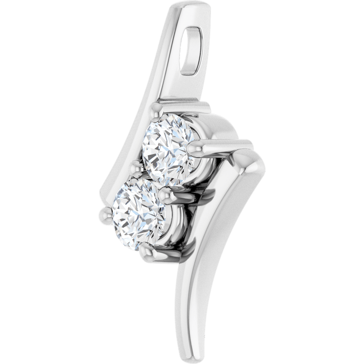 14K White Gold 1/2 CTW Diamond Two-Stone Pendant