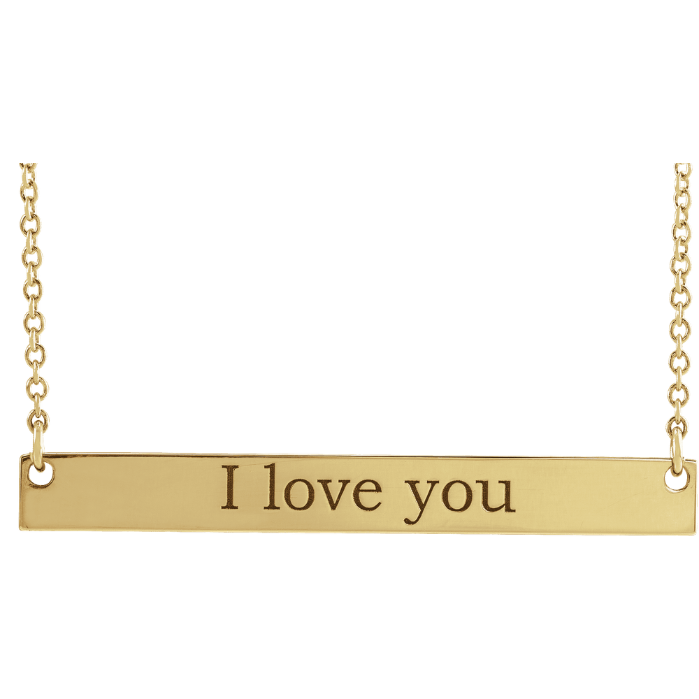 14K Yellow Gold Engravable Bar Necklace