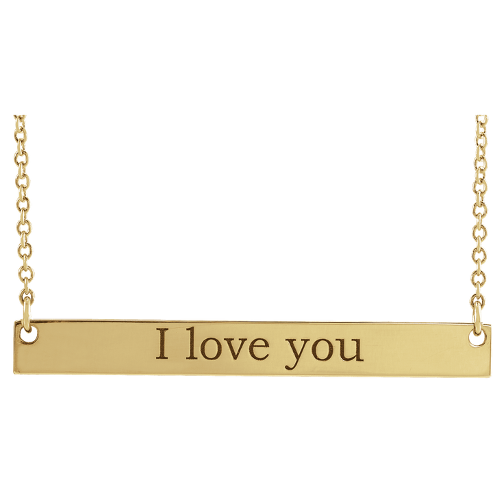 14K Yellow Gold Engravable Bar Necklace