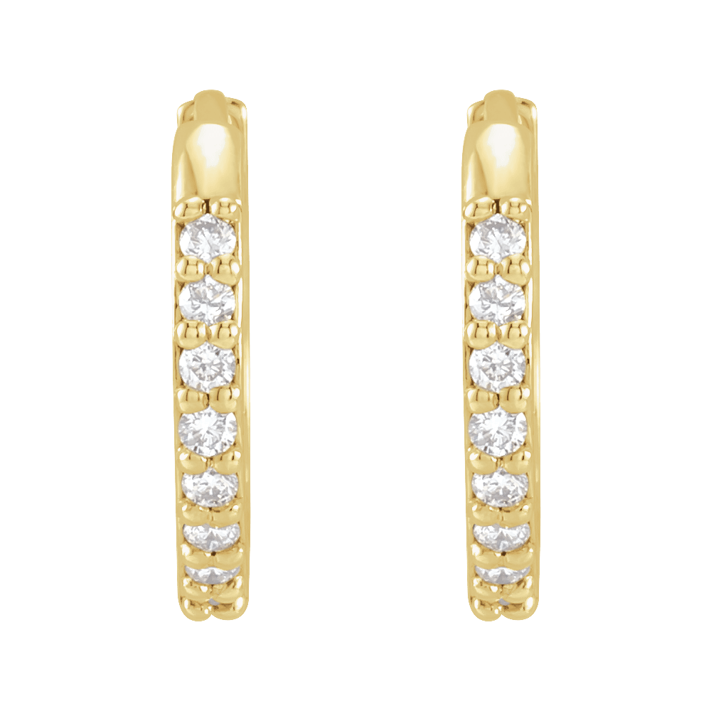 14K Yellow Gold 1/8 CTW Natural Diamond Hinged 12.5 mm Hoop Earrings