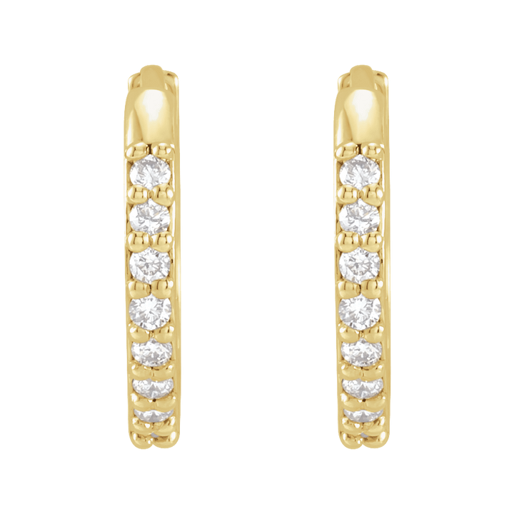 14K Yellow Gold 1/8 CTW Natural Diamond Hinged 12.5 mm Hoop Earrings