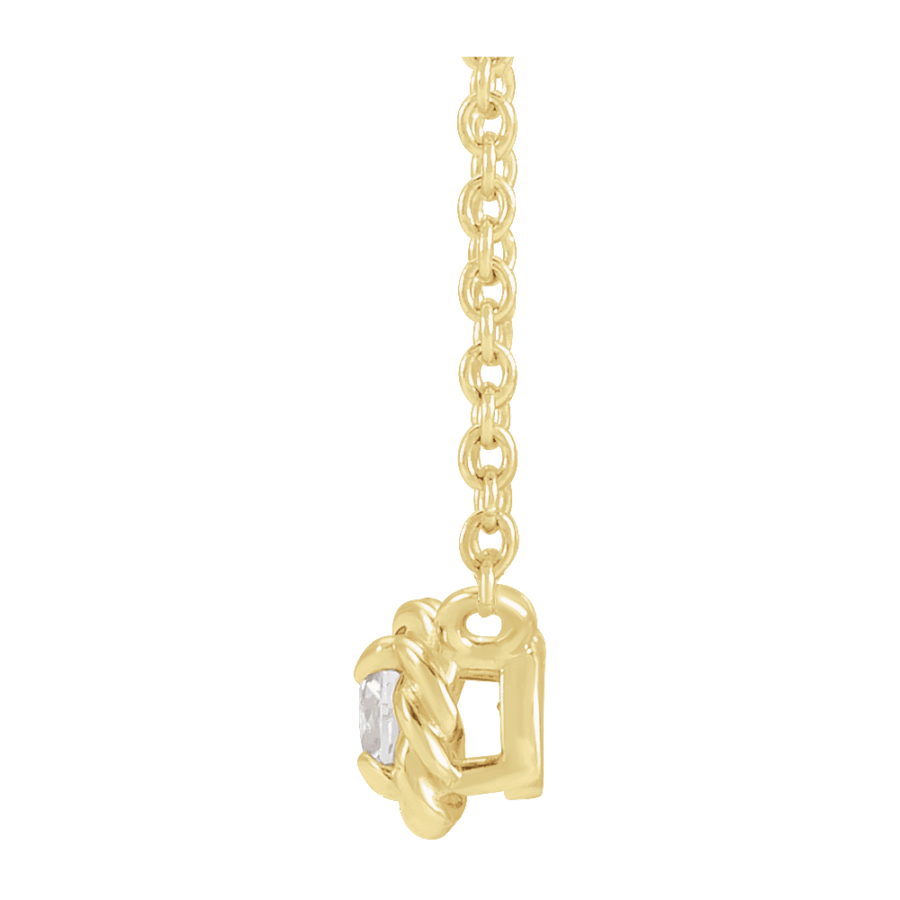 14K Yellow Gold 1/10 CT Natural Diamond Claw-Prong Rope Necklace