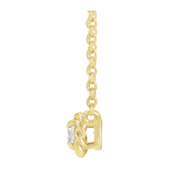 14K Yellow Gold 1/10 CT Natural Diamond Claw-Prong Rope Necklace