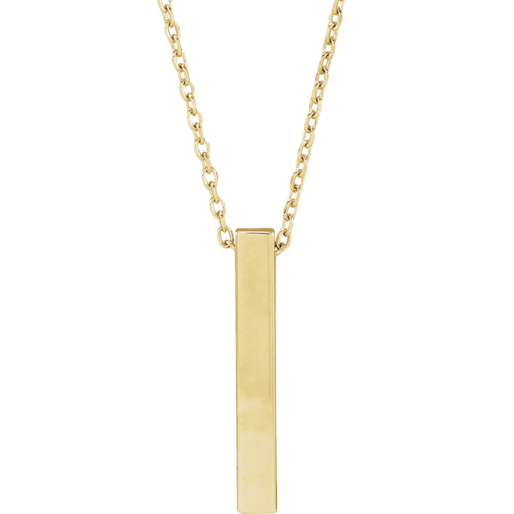 14K Yellow Gold Engravable Four-Sided  17 X 2.5 Mm Bar 16-18" Necklace. 87619:117:P