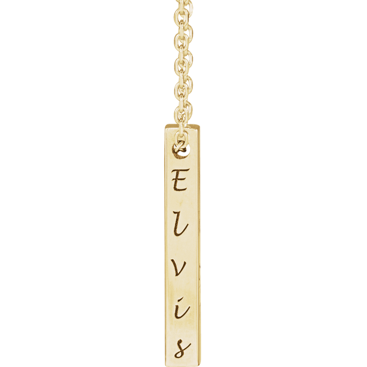 14K Yellow Gold Engravable Four-Sided  17 X 2.5 Mm Bar 16-18" Necklace. 87619:117:P