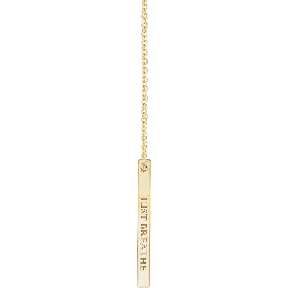 14K Yellow Gold Engravable Four-Sided 25 X 2.5 Mm Bar 16-18" Necklace. 87619:123:P